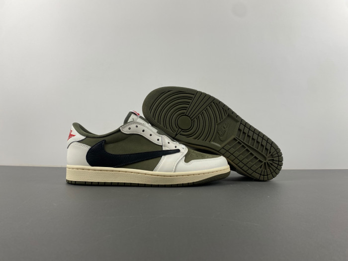 travis scott x air jordan 1 low og medium olive dm7866-200