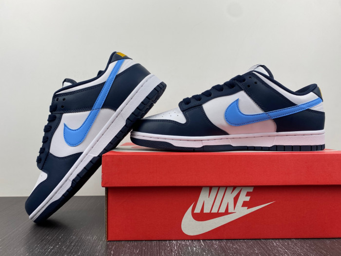 nike dunk low white navy university blue fn7800-400