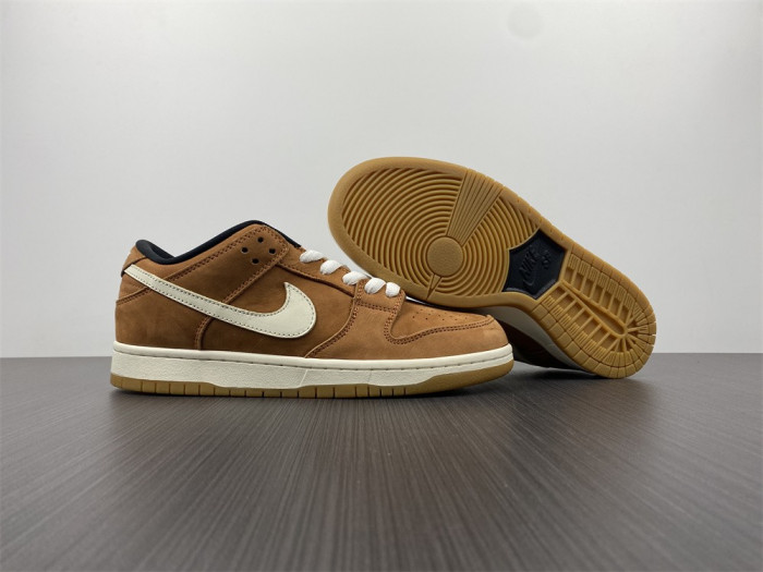 nike sb dunk low pro iso wheat brown white black dh1319-200