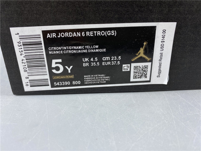 air jordan 6 citron tint 543390-800