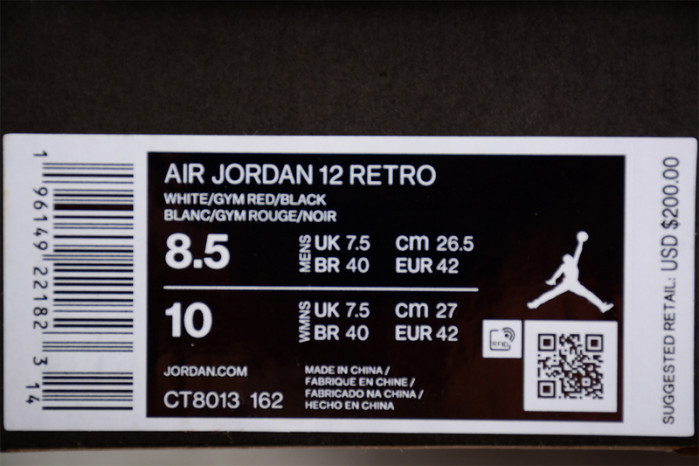 air jordan 12 red taxi ct8013-162