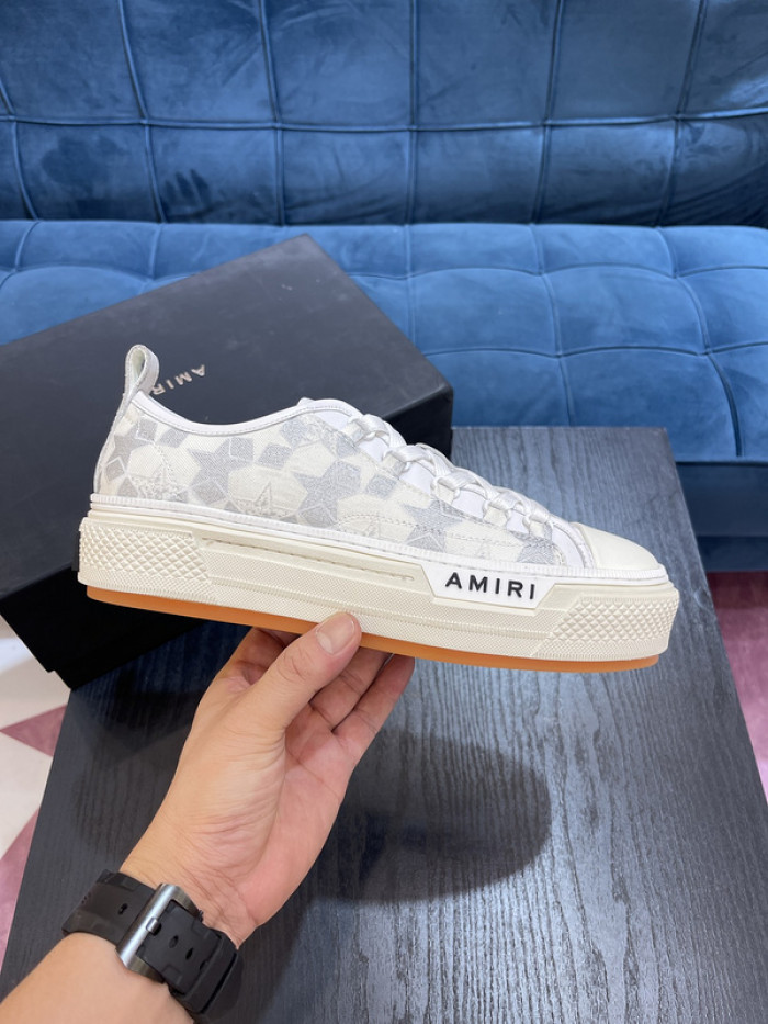 amiri* appliquéd leather and canvas sneakers