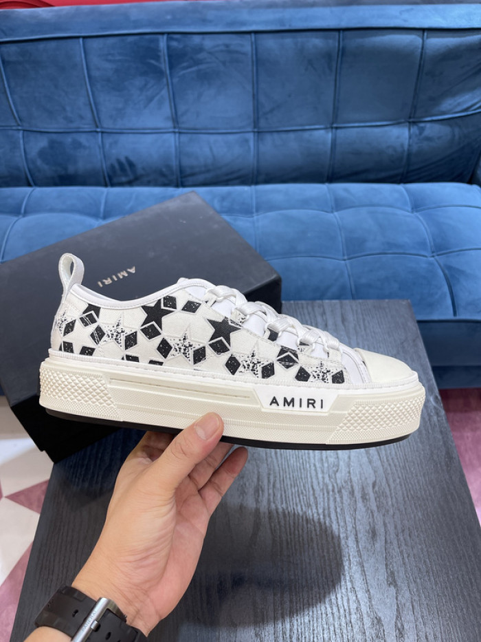 amiri* appliquéd leather and canvas sneakers